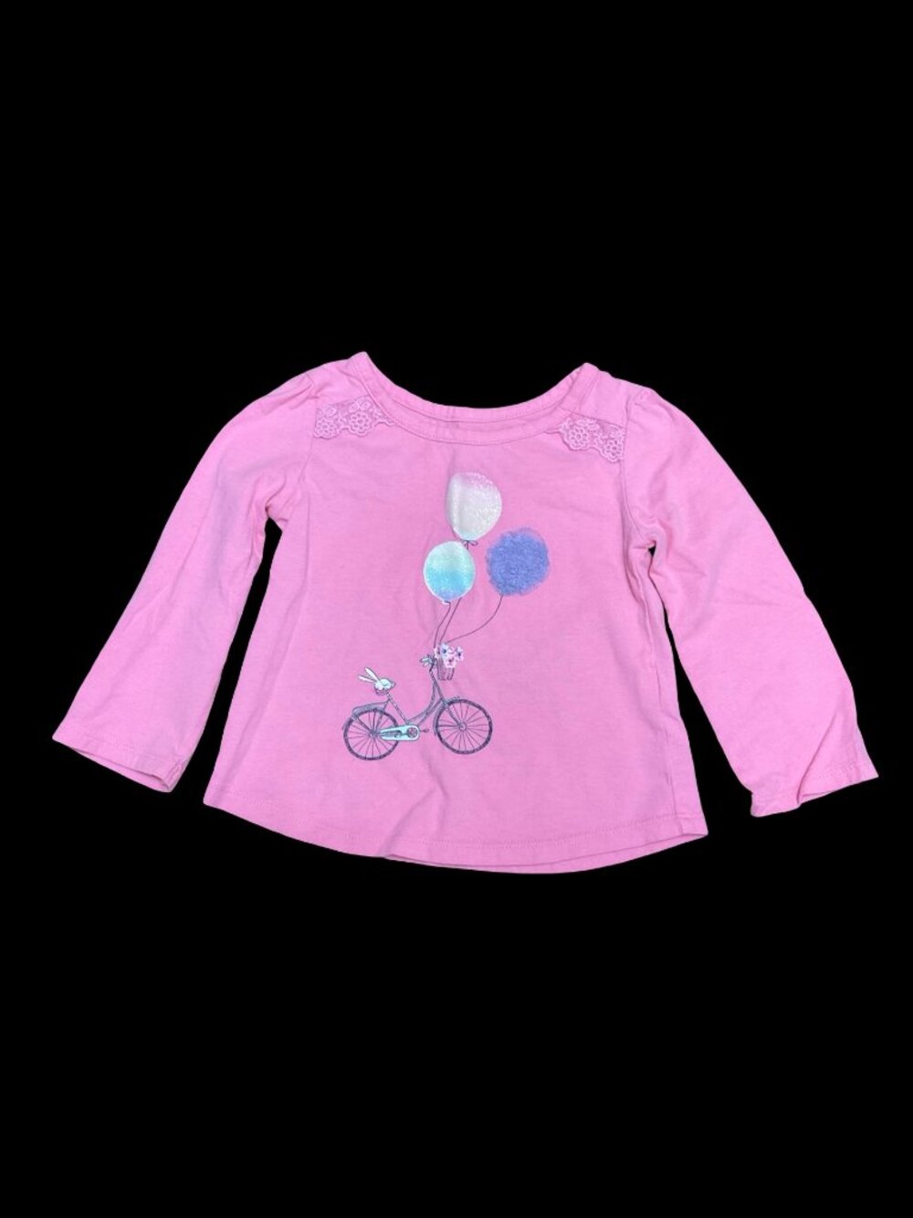 👣 5/$25  - Pink Long Sleeve Tee w/ Bicycle & Balloon Graphic